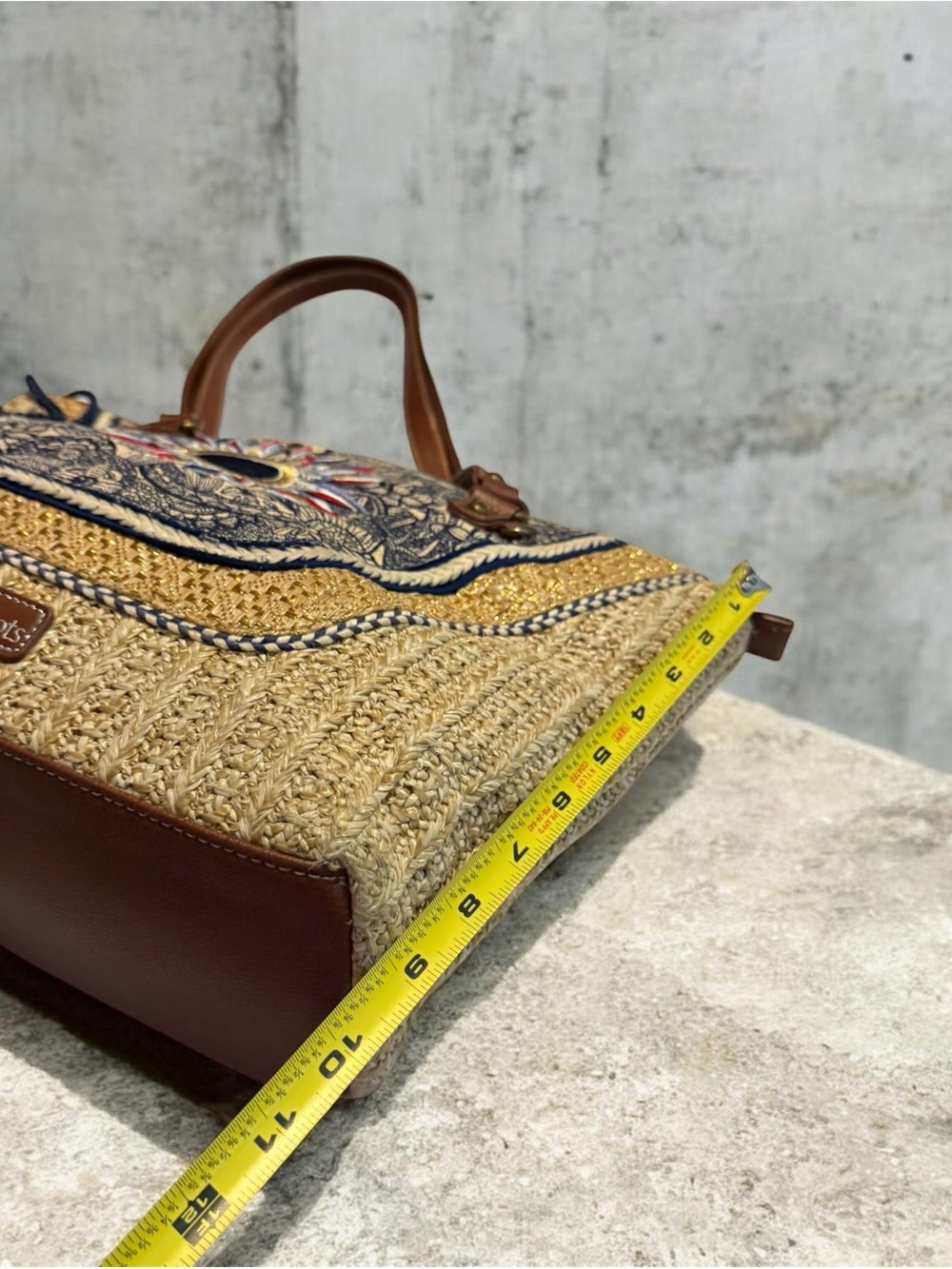 Sakroots Straw Tote Bag Sunflower Embroidered Boho Coastal Purse - Picture 10 of 13